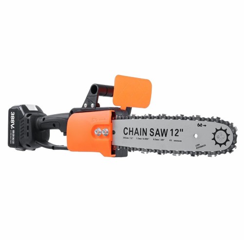 3000W 388VF 12 Inch Portable Electric Saw Pruning Chain Saw Rechargeable Woodworking Power Tools Wood Cutter W/ 1/2 Battery EU/US Plug 1pc