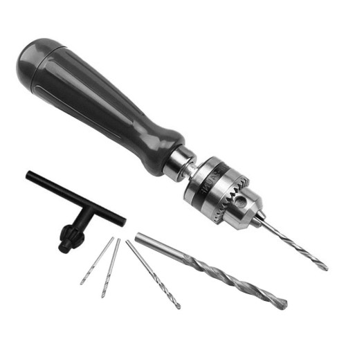 Hand Drill Bits Set Manual Tool Pin Vises with Twist Drill Bits Chuck Key Hollow Storage Box 0.6-6mm Precision Clamping