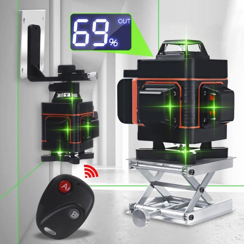 8/12/16 Line Digital Laser Level Green Light Self Leveling 360 degrees Rotary