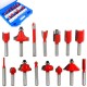 12/15pcs 1/4 Shank Router Bit Set Milling Cutter For Wood Trimming Slotting Engraving Carbide Woodworking DIY Tools