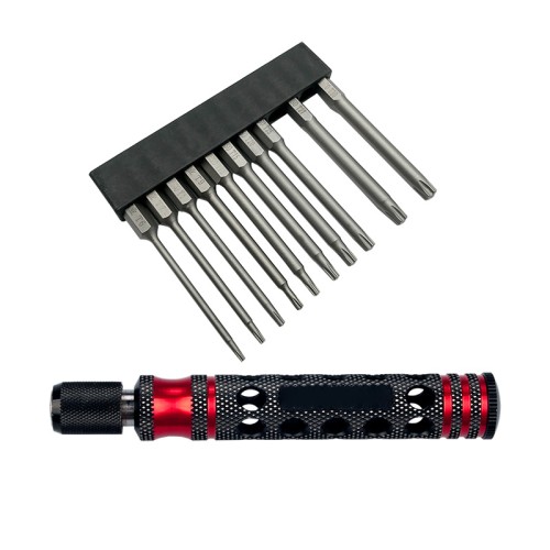 10pcs 1/4 Inch 6.35mm Length 75mm Plum Magnetic Screwdriver Bits Sets T6 T7 T8 T9 T10 T15 T20 T25 T27 T30 Hex Shank