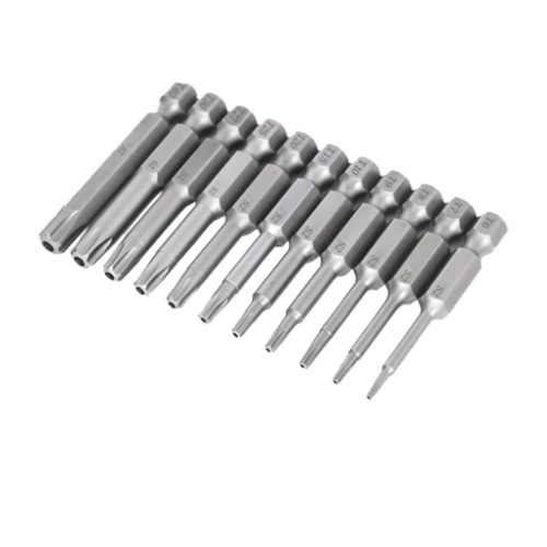 11pcs S2 1/4 Inch 6.35mm Torx Head Electric Screwdriver Bits Tip TP6 TP7 TP8 TP9 TP10 TP15 TP20 TP25 TP27 TP30 TP40