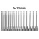 16pcs 150mm Hexagon Nut Setter Socket Driver Drill 1/4'' 6.35mm Hex Shank 5-19mm