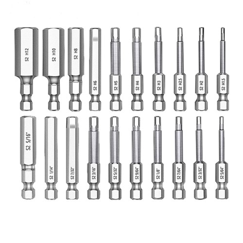 20pcs Hex Head Allen Wrench Drill Bit Set Premium S2 Steel Drill Bit Quick Release Shank Magnetic Screwdriver Bit Set