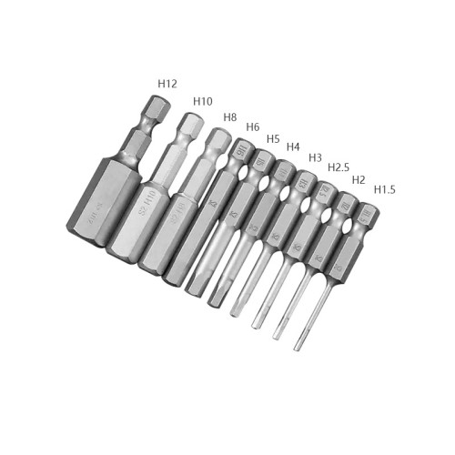 50mm 1.5 2.0 2.5 3.0 4.0 5.0 6.0 8.0 10 12mm Hex Key Allen Screwdriver Bits Magnetic 1/4 6.35mm Quick Change Impact Driver