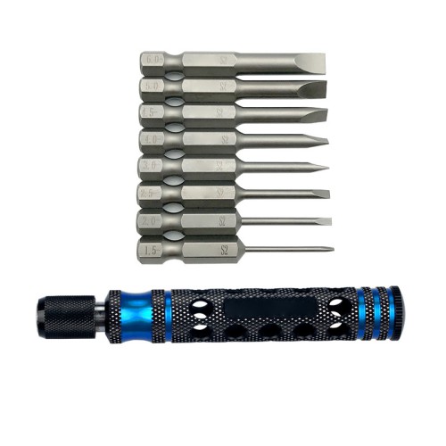 8pcs 1/4 Inch 6.35mm Length 50mm 1.5 / 2.0 / 2.5 / 3.0 / 4.0 / 4.5 / 5.0 /6.0mm Flat Head Screwdriver