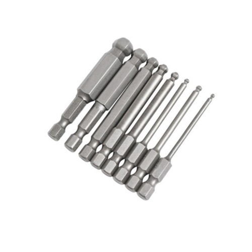 8pcs S2 1/4 Inch 6.35mm Ball Point Bits Set Screwdriver Bit Ball End Hex Allen Bit wrench Tool