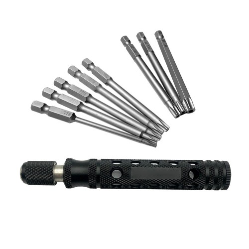 TP8/TP10/TP15/TP20/TP25/TP27/TP30/TP40 1/4 Inch 6.35mm L75mm Torx Head Bits with handle for Electric Screwdriver