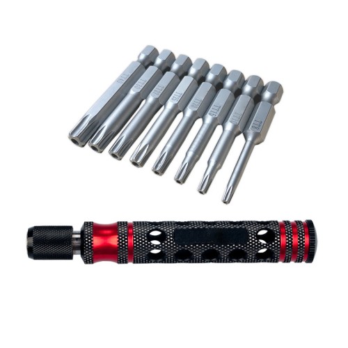 TP8/TP10/TP15/TP20/TP25/TP27/TP30/TP40 1/4inch 6.35mm L50mm Torx Head Bits with handle for Electric Screwdriver