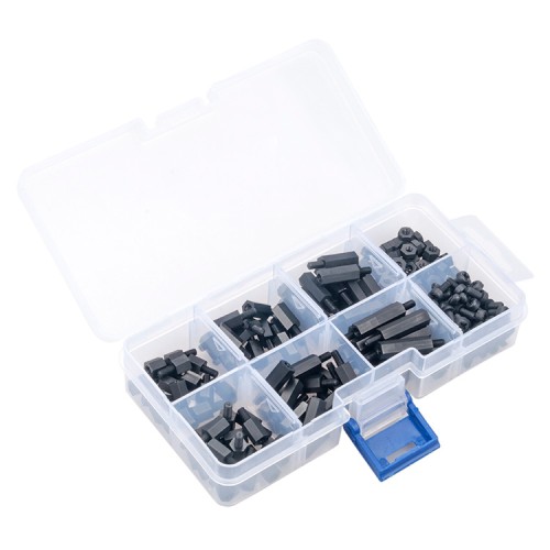 M3 Nylon Spacer Screw Nut Assorted Kit w/Box Black 180pcs