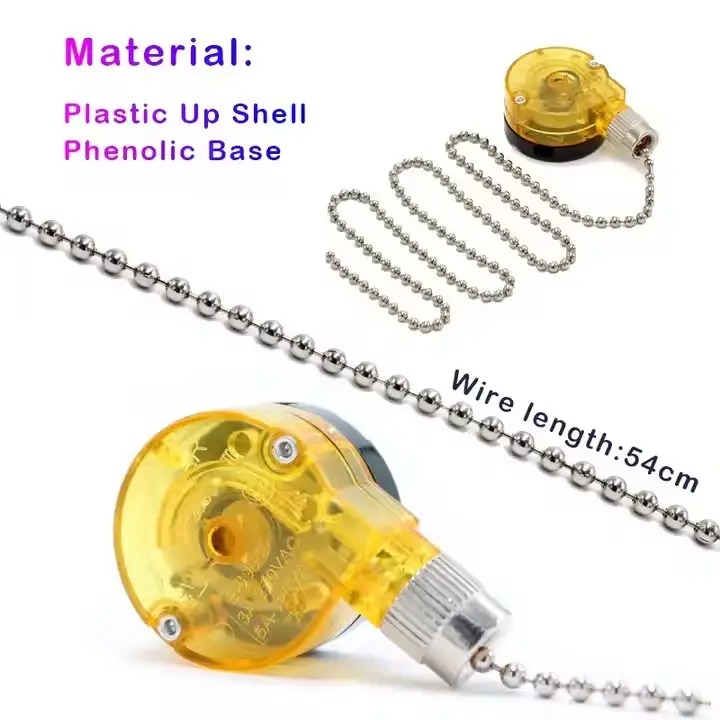 3A 6A 125V 250V Zing Ear Pull Chain Switch 2 Speed Ceiling Fan Switch Pull Chain Switch Pull Switches for Fan