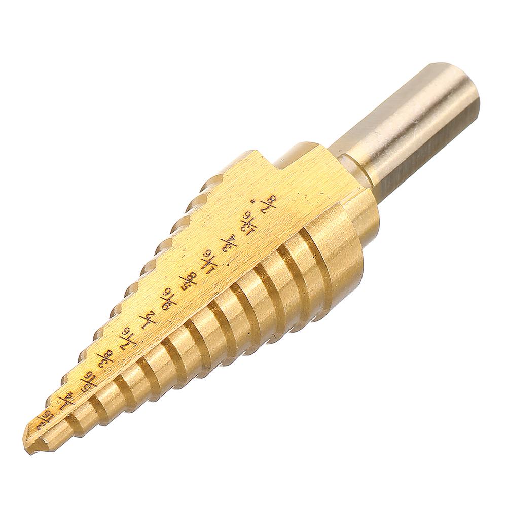 Socoje 6PCS Premium Titanium-Coated 4241 Step Drill Bit Set by Pro-Drills Variety Pack (1/8 to 1-3/8) High-Speed Steel Center Punched Design