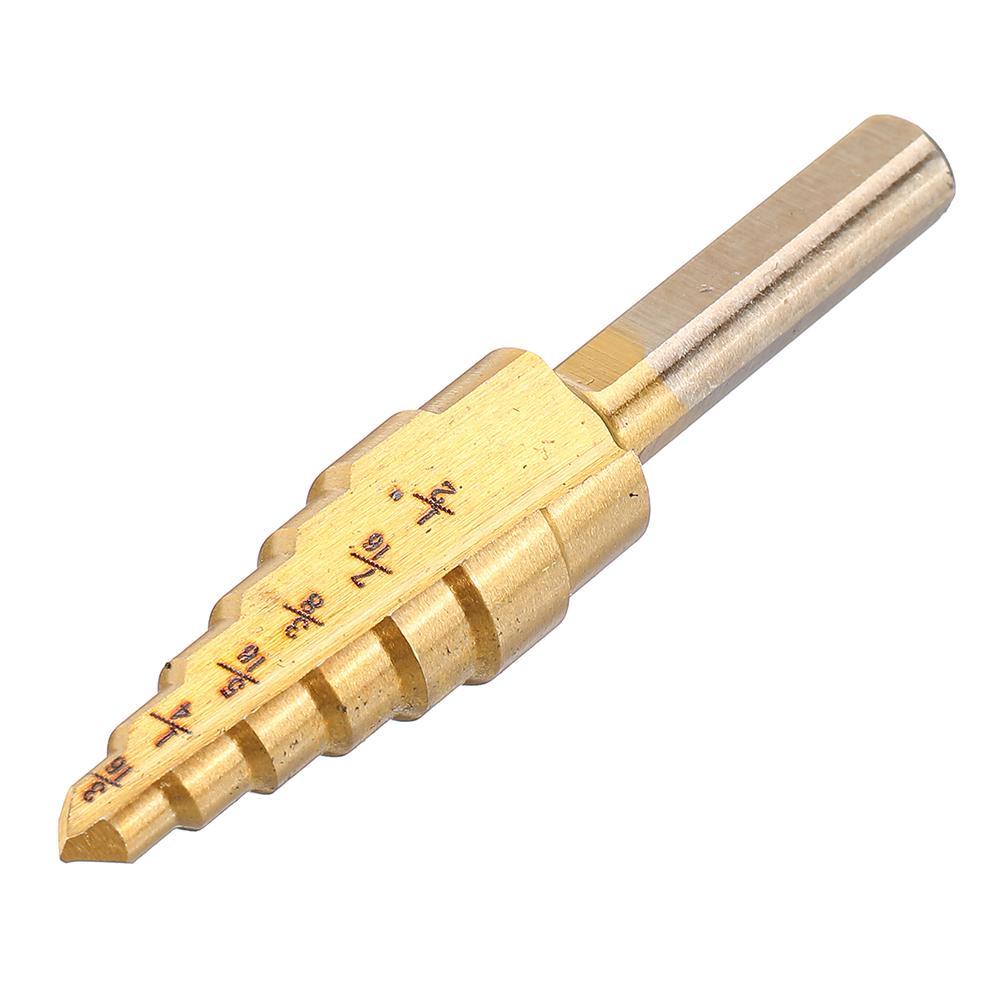 Socoje 6PCS Premium Titanium-Coated 4241 Step Drill Bit Set by Pro-Drills Variety Pack (1/8 to 1-3/8) High-Speed Steel Center Punched Design