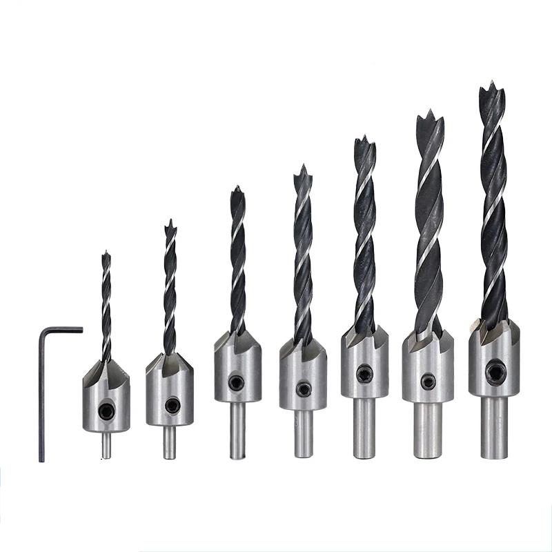 7PCS 3mm-10mm  Countersink Drill Bit Set Reamer Woodworking Chamfer Drill Counterbore Pliot Hole Cutter Screw Hole Drill