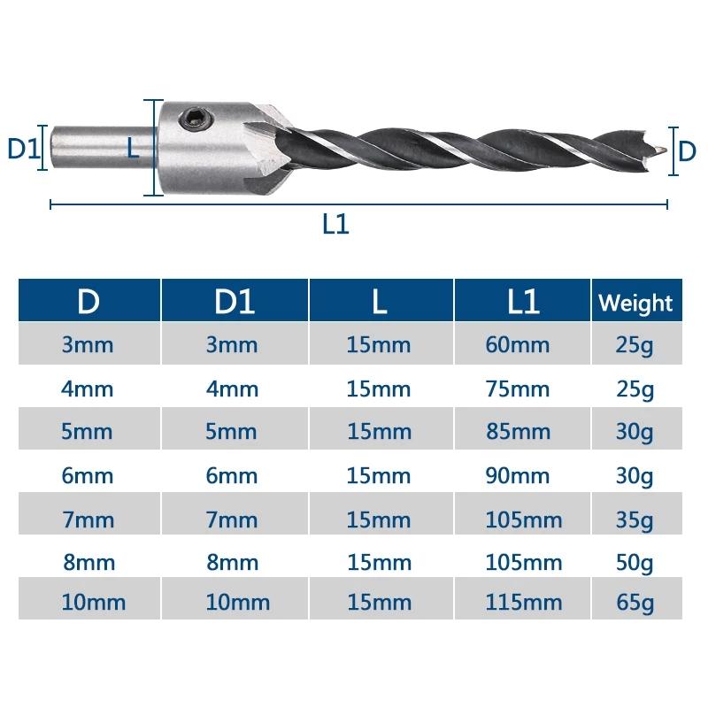 7PCS 3mm-10mm  Countersink Drill Bit Set Reamer Woodworking Chamfer Drill Counterbore Pliot Hole Cutter Screw Hole Drill