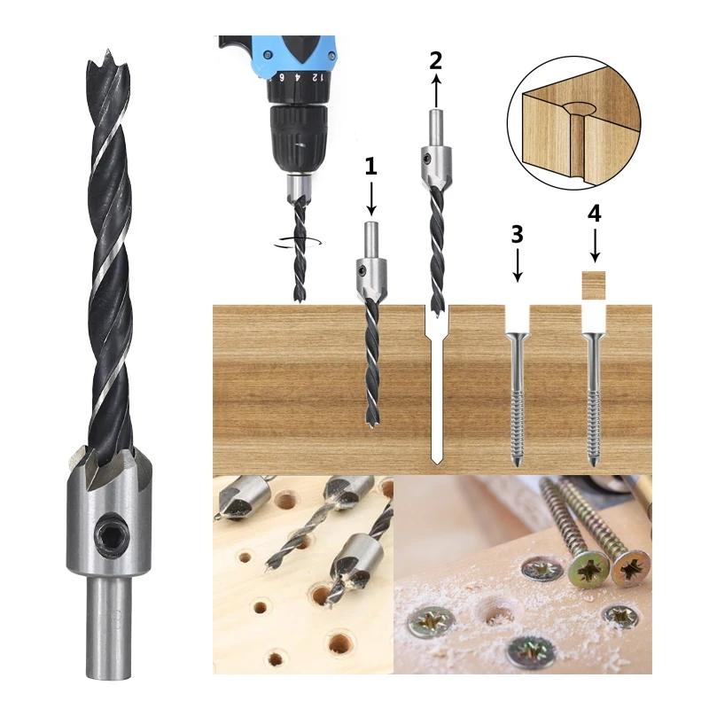 7PCS 3mm-10mm  Countersink Drill Bit Set Reamer Woodworking Chamfer Drill Counterbore Pliot Hole Cutter Screw Hole Drill