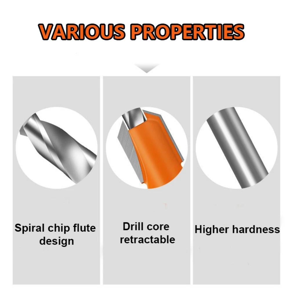 7PCS 8/10mm Shank Woodworking Step Drill Countersink Router Bit Set Screw Extractor Remon Demolition for Wood Milling Cutter