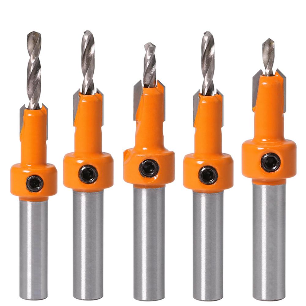 Socoje 5Pcs Carbide Tip 8mm Shank Woodworking Countersink Router Bit Set Screw Extractor Remon Demolition for Wood Milling Cutter