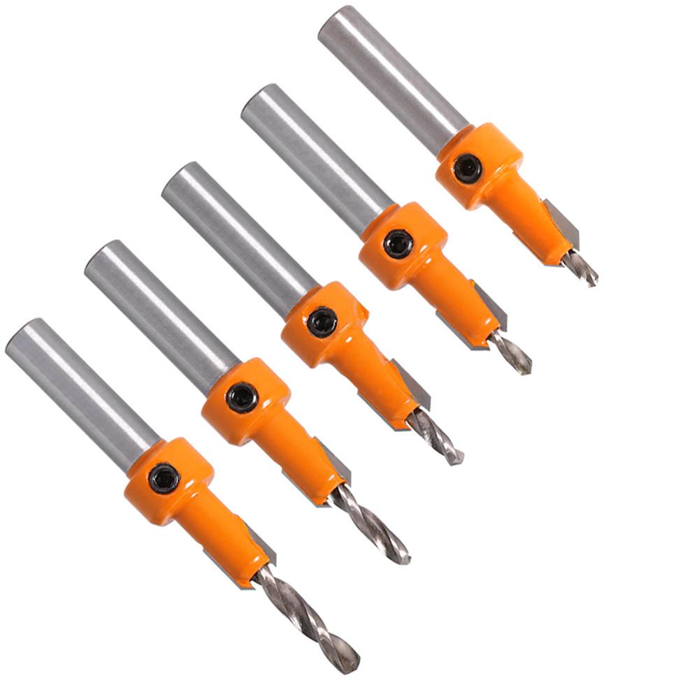 Socoje 5Pcs Carbide Tip 8mm Shank Woodworking Countersink Router Bit Set Screw Extractor Remon Demolition for Wood Milling Cutter