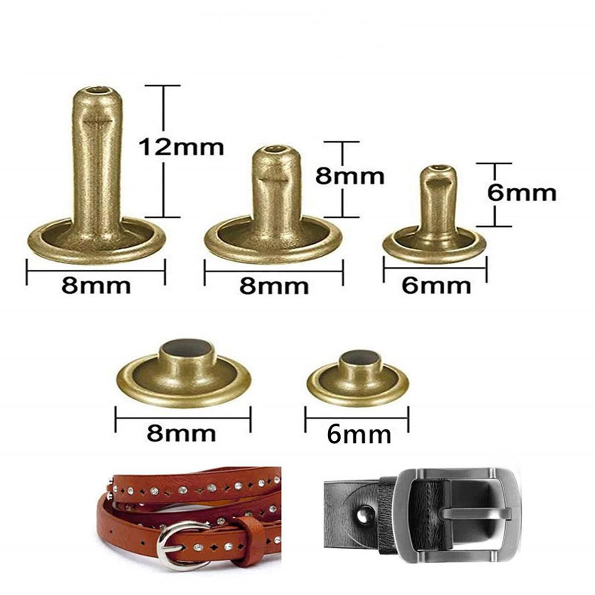 360Pcs Leather Rivets Double Cap Rivets Metal Fixing Tool With Punch Pliers Kit Craft Snap Fastener Press Button Repair Tool