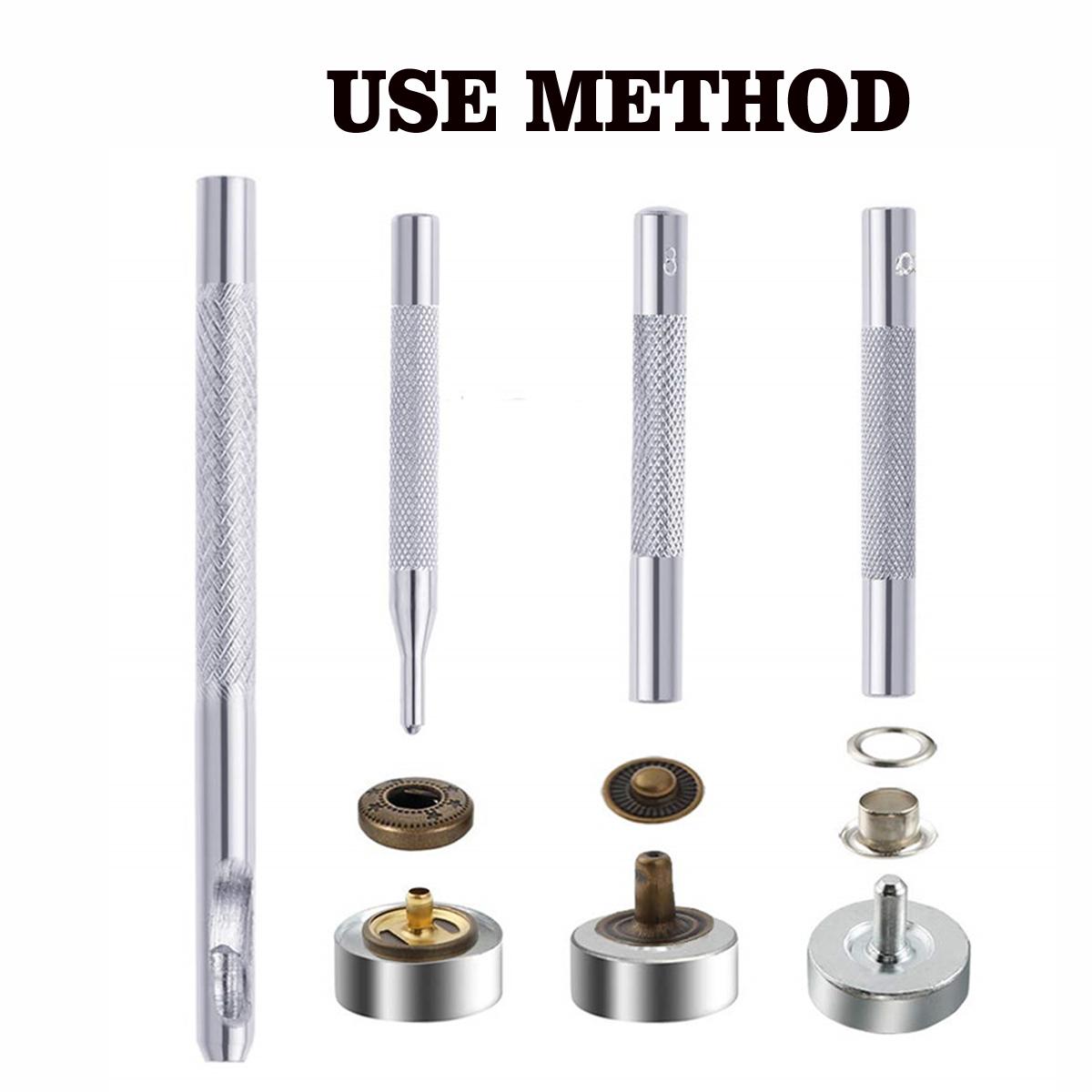 360Pcs Leather Rivets Double Cap Rivets Metal Fixing Tool With Punch Pliers Kit Craft Snap Fastener Press Button Repair Tool