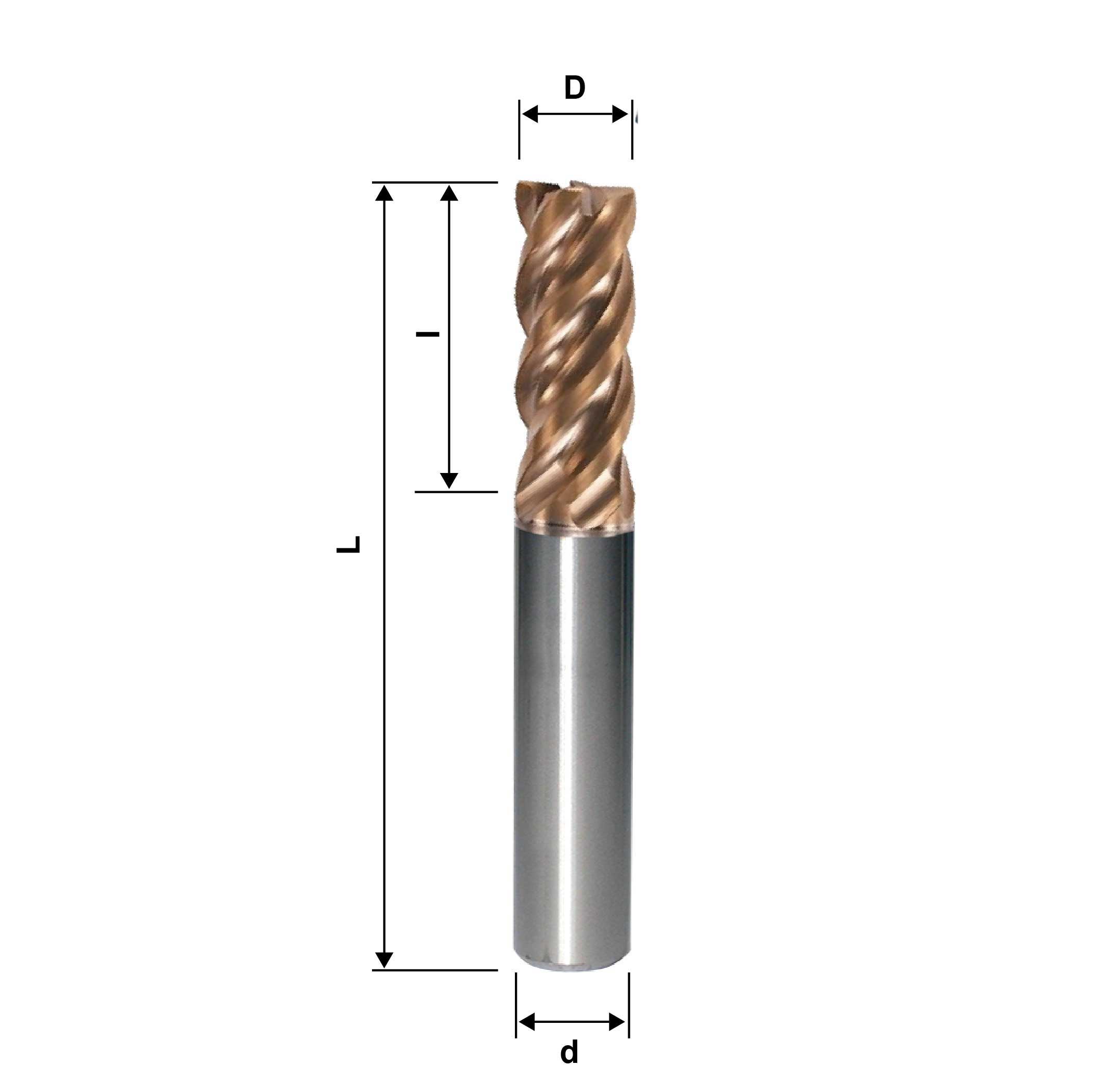 10mm, 3/8", 4 Flute, Solid Carbide End Mill, EAVD, TX, Glass hard Ti Si, Made In China