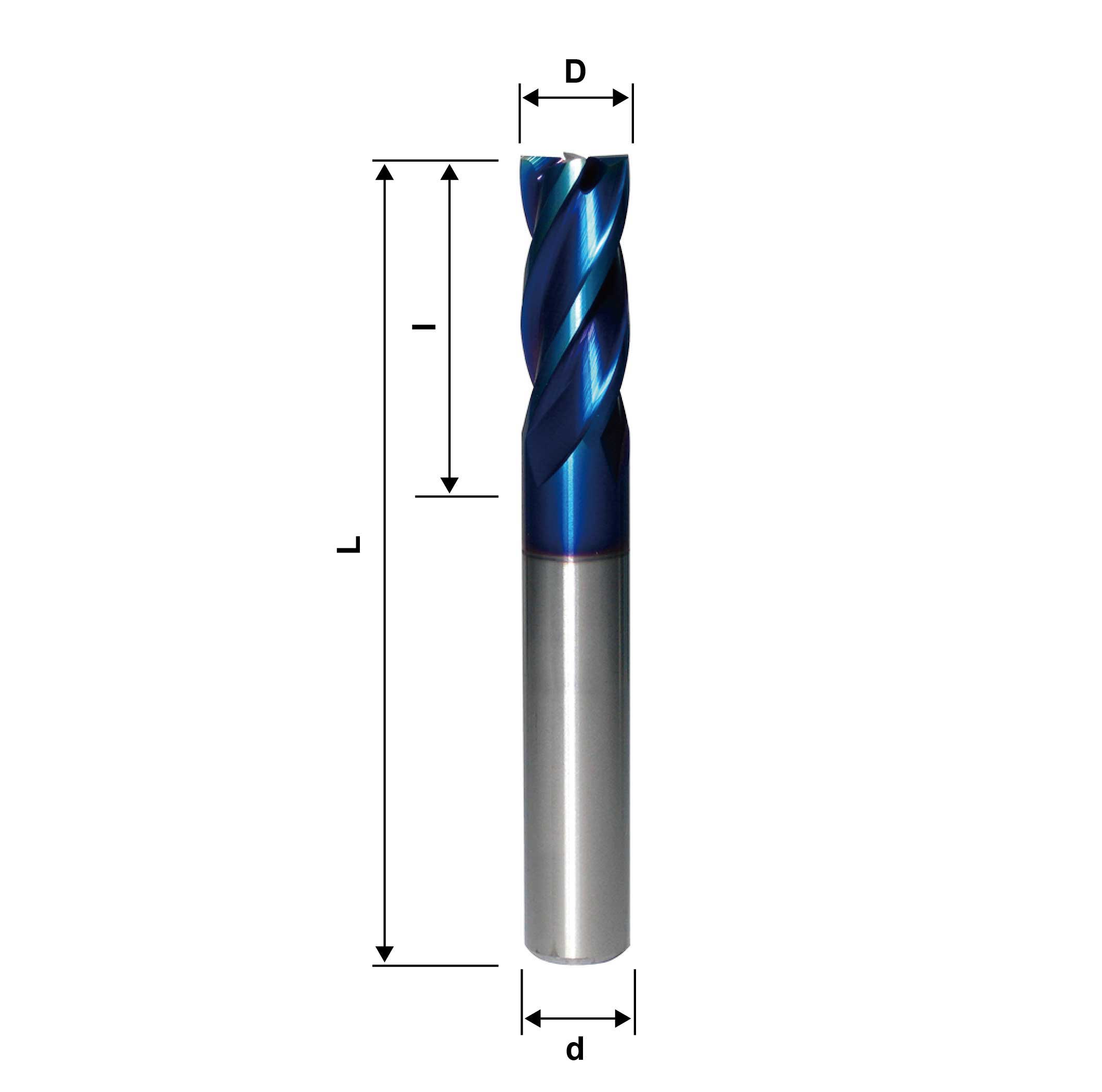 6mm, 1/4", 4 Flute, Solid Carbide End Mill, Hardened Material, NB, HRC65, 35°, Made In China