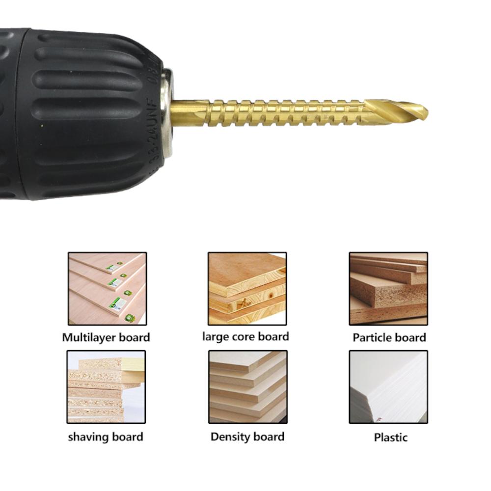 Socoje 6pcs 3-8mm Drill Bit Titanium Plating Coated Hole Saw Drill Bit Set Wood Hole Cutter Core Drill