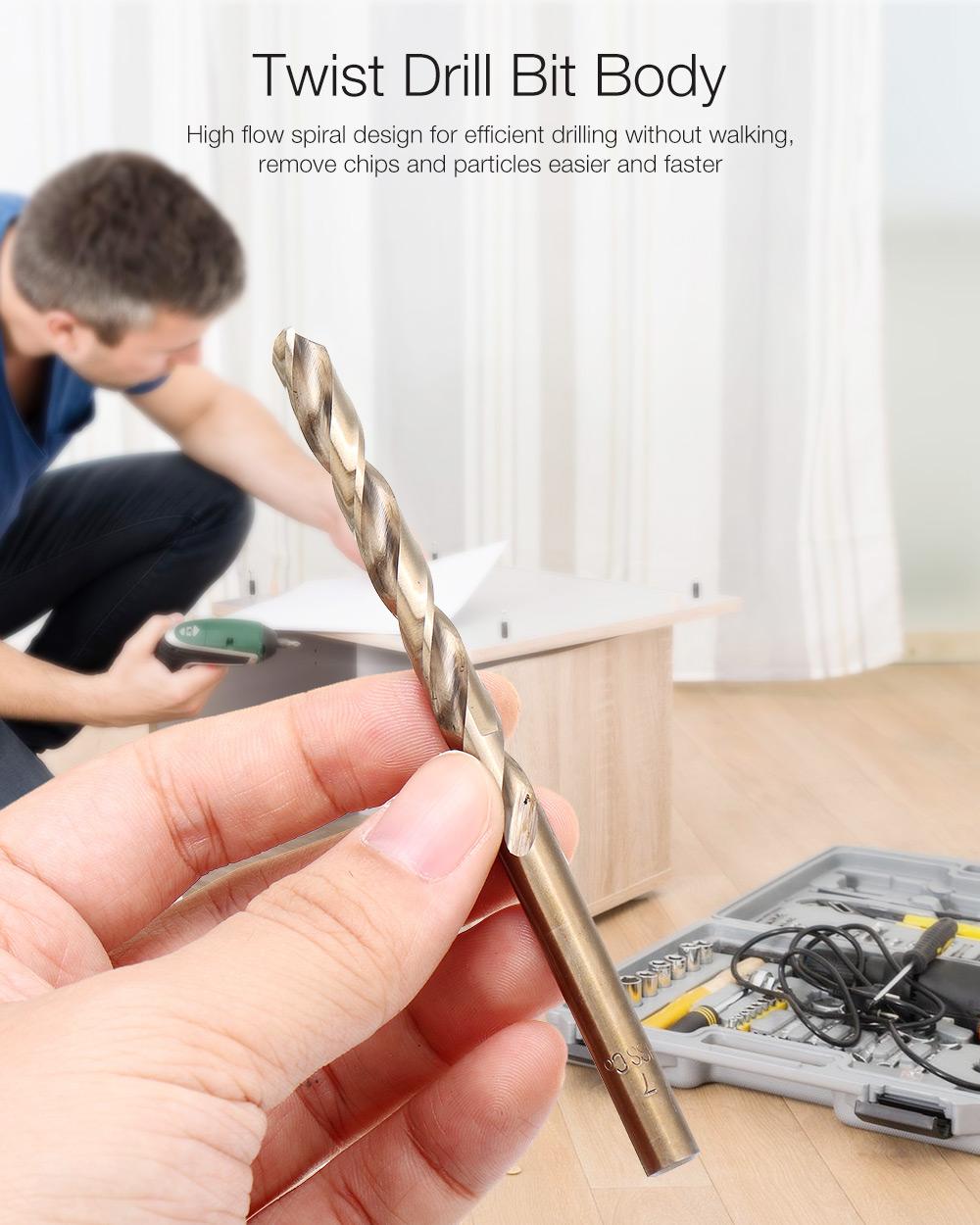 Socoje M35 Cobalt Drill Bit Set -Co Jobber Length Twist Drill Bits with Plastic Case for Stainless Steel Wood Metal Drilling