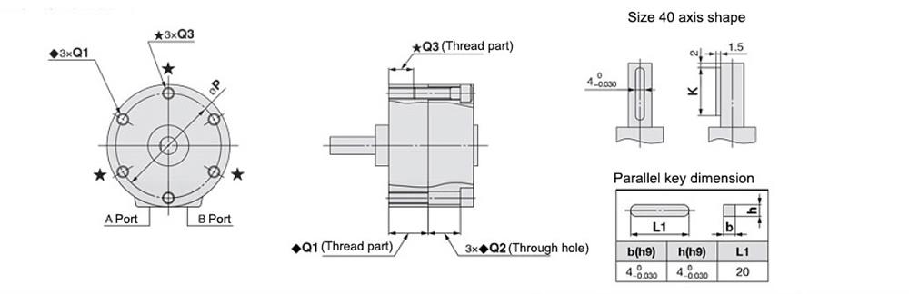 10mm Rotary Pneumatic Cylinder, Vane Type