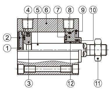 Compact Pneumatic Cylinder, 100mm Bore, 100mm Stroke, Double acting