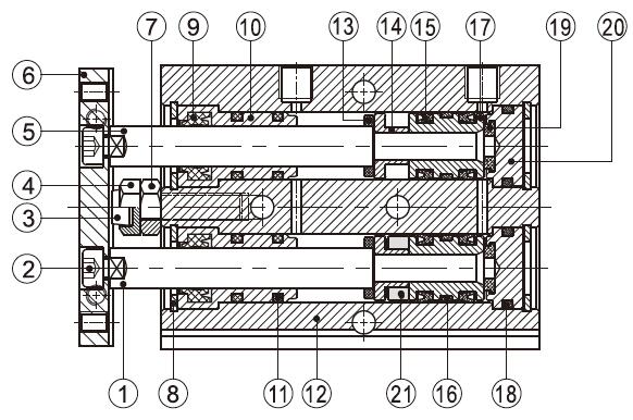 Double Rod Cylinder, 40mm Bore, 300mm Stroke, Double Acting