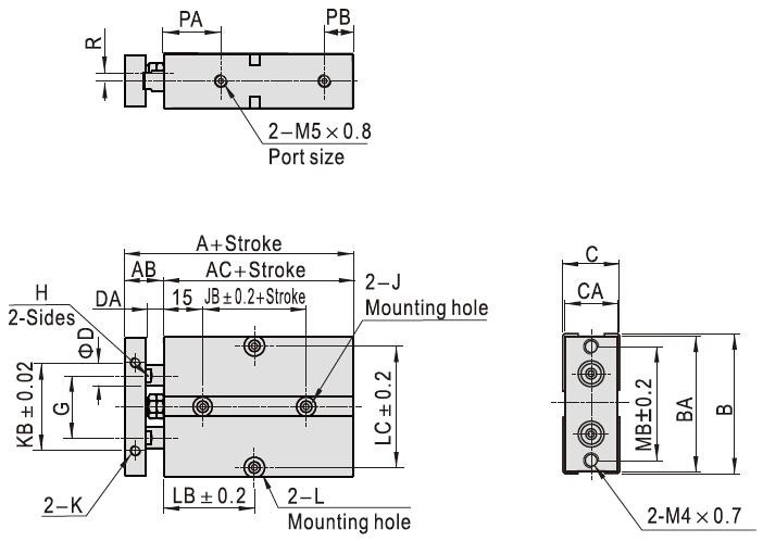 Double Rod Cylinder, 40mm Bore, 300mm Stroke, Double Acting