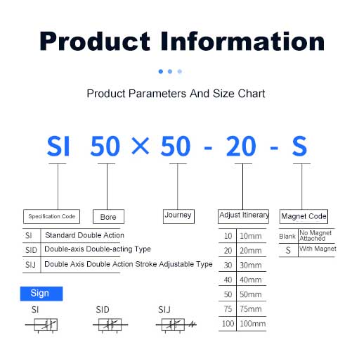 SI Series Stable Performance Silver Aluminum Alloy Air Standard Pneumatic Cylinder 10 units