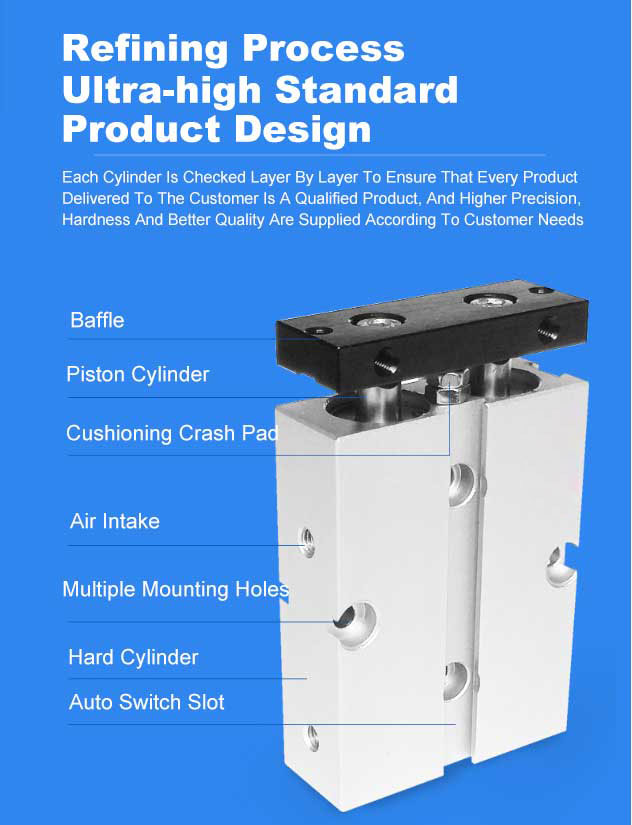 TN Parallel Bar Double Shaft Customized Twin Rod Pneumatic Cylinder
