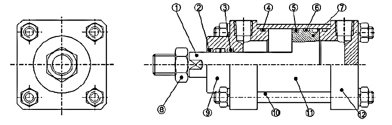 Double Acting Tie Rod Hydraulic Cylinder, 24 inch (600mm) Stroke