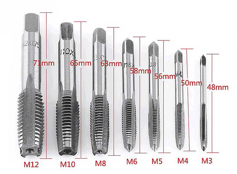 straight flute tap M3 M4 M5 M6 M8 M10 M12 screw tap straight fluted hand tap screw thread with cobalt