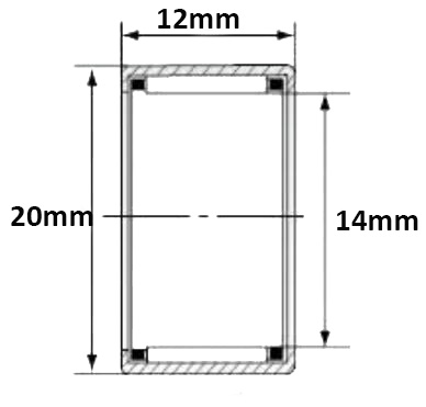 14mm Needle Roller Bearing, Drawn Cup Type