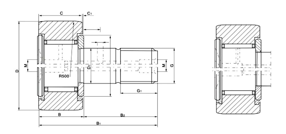 Track Roller Bearing, Stud Type, Diameter 16mm