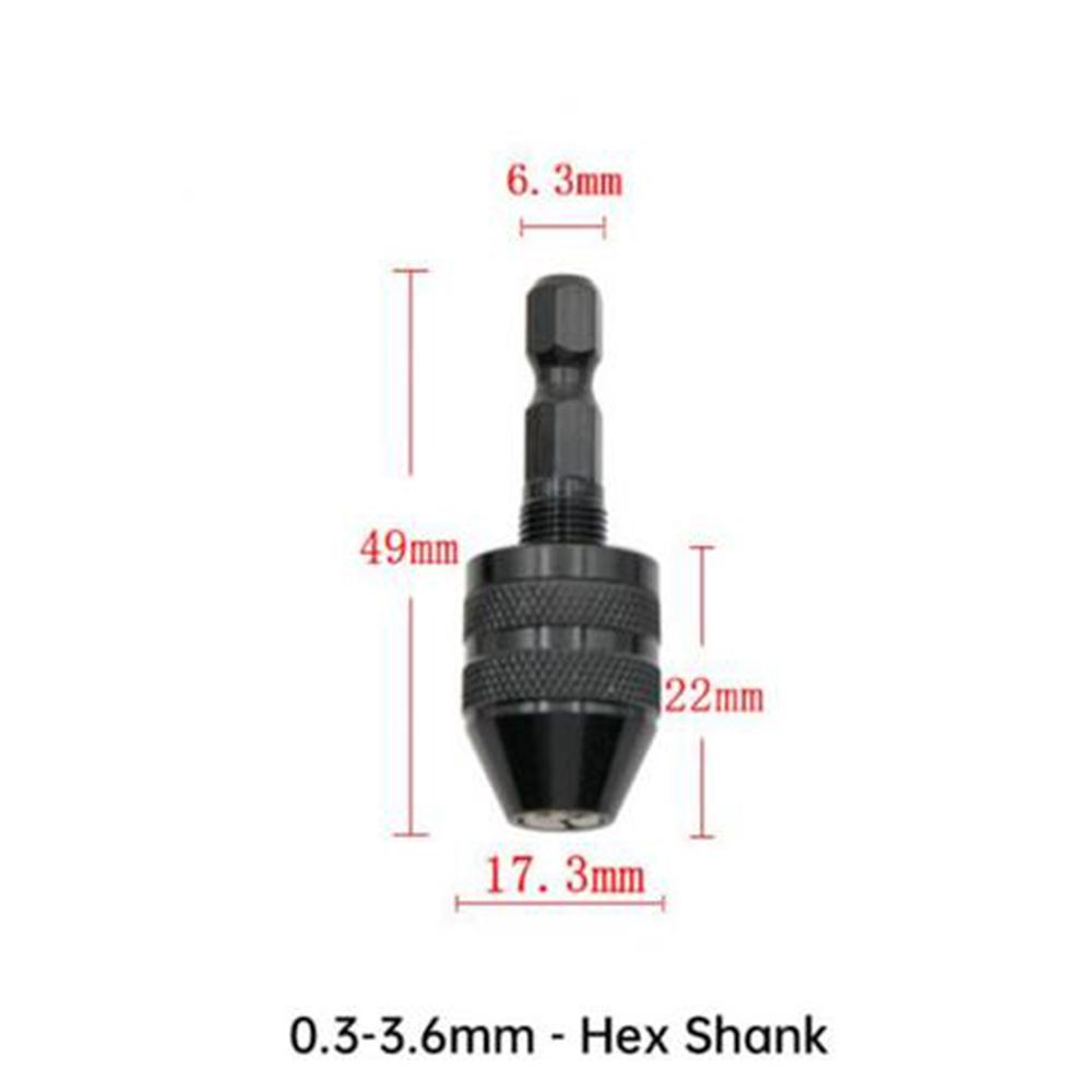 1PCS 0.3-3.6mm Drill Chuck Keyless Screwdriver Impact Driver Adaptor Electric Motor Clamp Mini Chuck Fixture Hex Shank Drill Bit Adapter