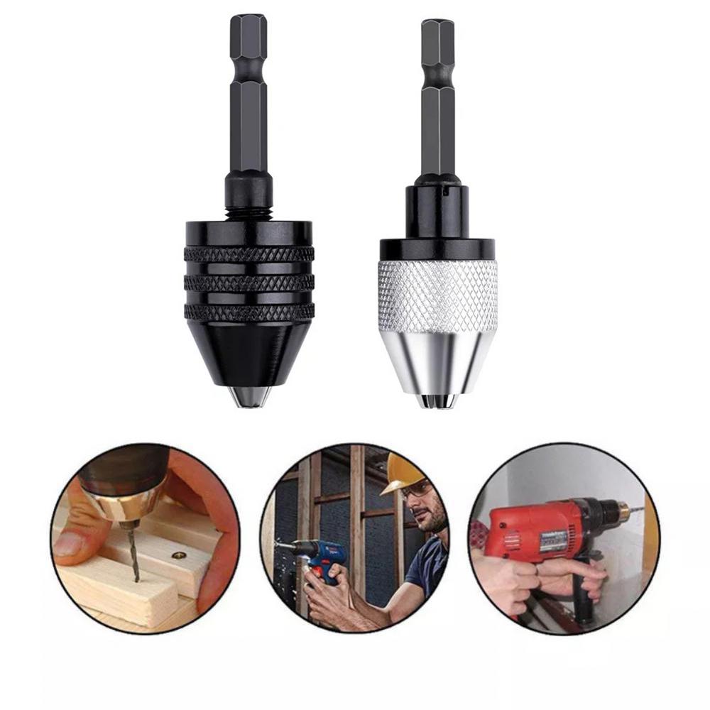 2PC Hex Shank-Black and White Keyless Drill Chuck Adapter For Easy Bit Changes Available In Electric Grinder, Nail Machine, Engraving Machine