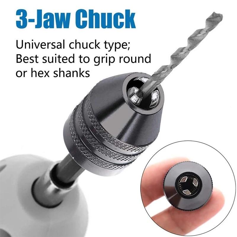 2PC Hex Shank-Black and White Keyless Drill Chuck Adapter For Easy Bit Changes Available In Electric Grinder, Nail Machine, Engraving Machine