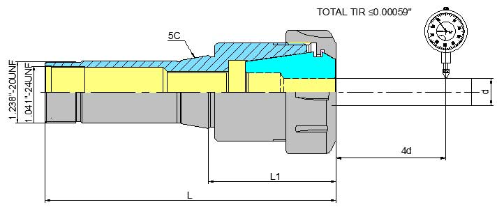 5C Shank ER40 Chuck with 15 pc Collet Set, 1/8" - 1" by 16th