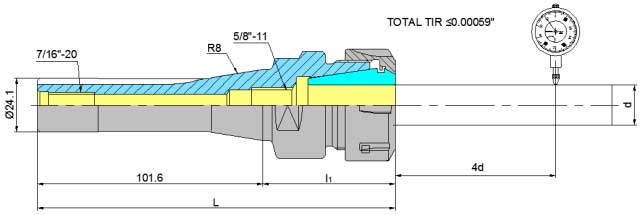 ER-32 R8 x 4" 12 ps/set ER Collet Systems with R8 Shank