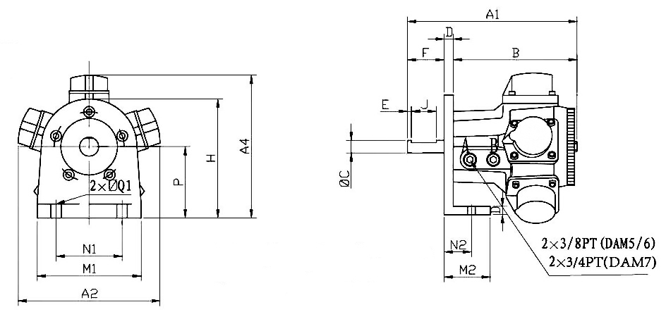 1/2 hp Piston Air Motor, 750 rpm, 397 L/min