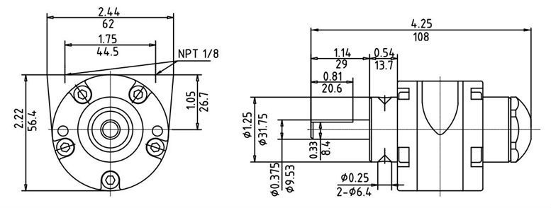 300W Pneumatic Vane Air Motor, 0.31Nm, 10000rpm