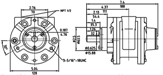 4hp (3kW) Pneumatic Vane Air Motor