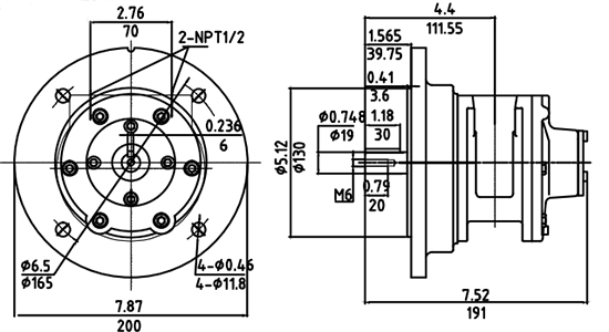 4hp (3kW) Pneumatic Vane Air Motor