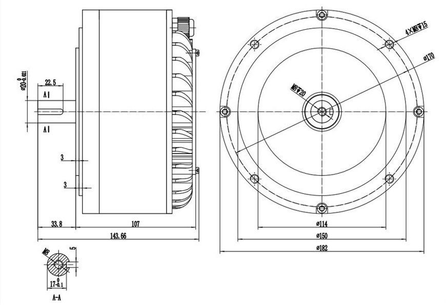 3 kW Air Cooling BLDC Motor For Electric Vehicle
