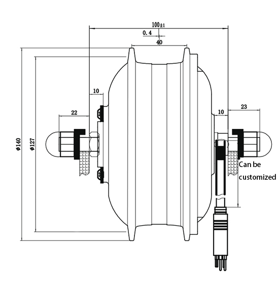 250W Gear Hub Motor, 24V/ 36V/ 48V, 35 N.m